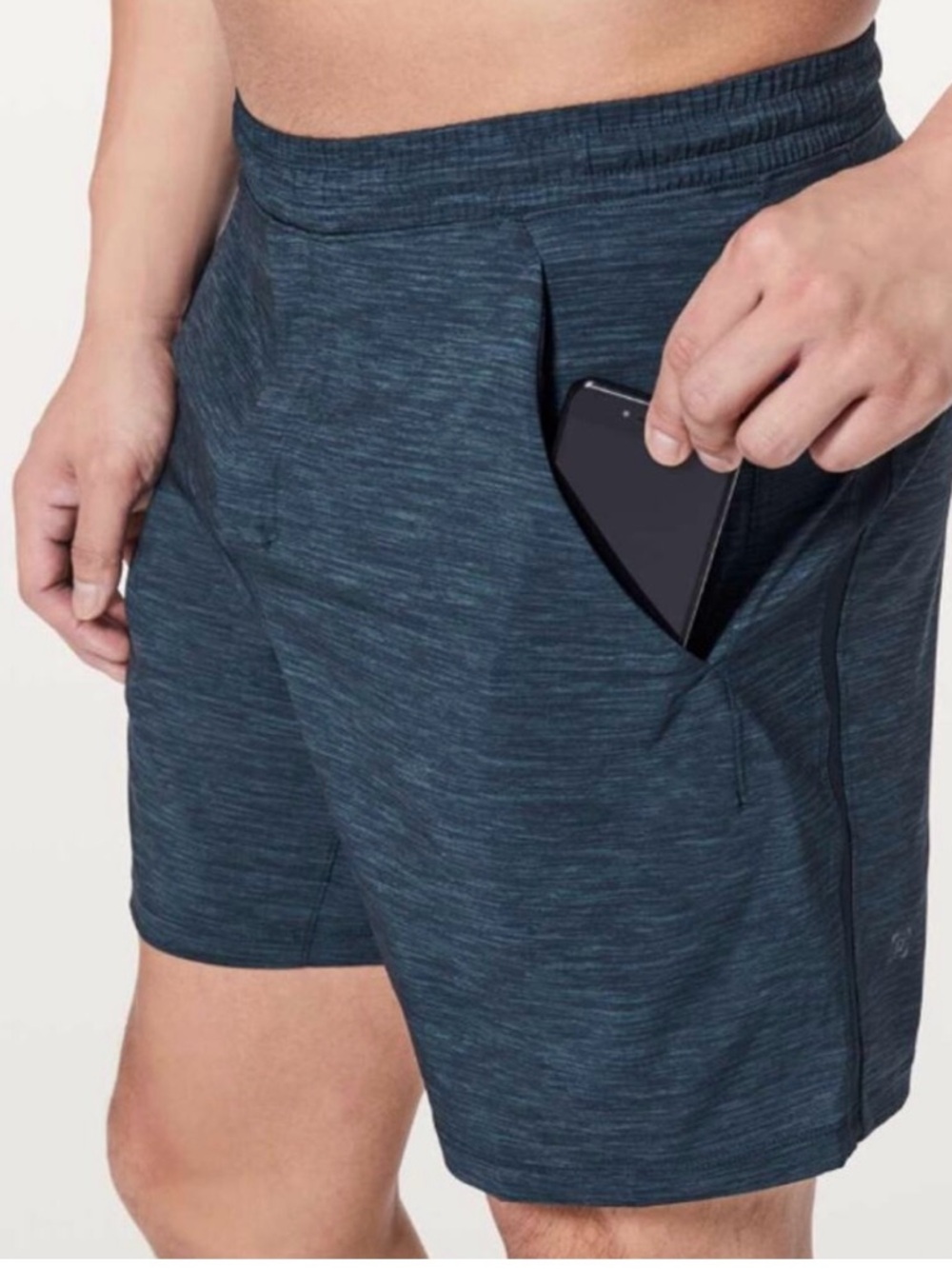 lululemon athletica Men's Heathered Navy Performance Shorts 7”